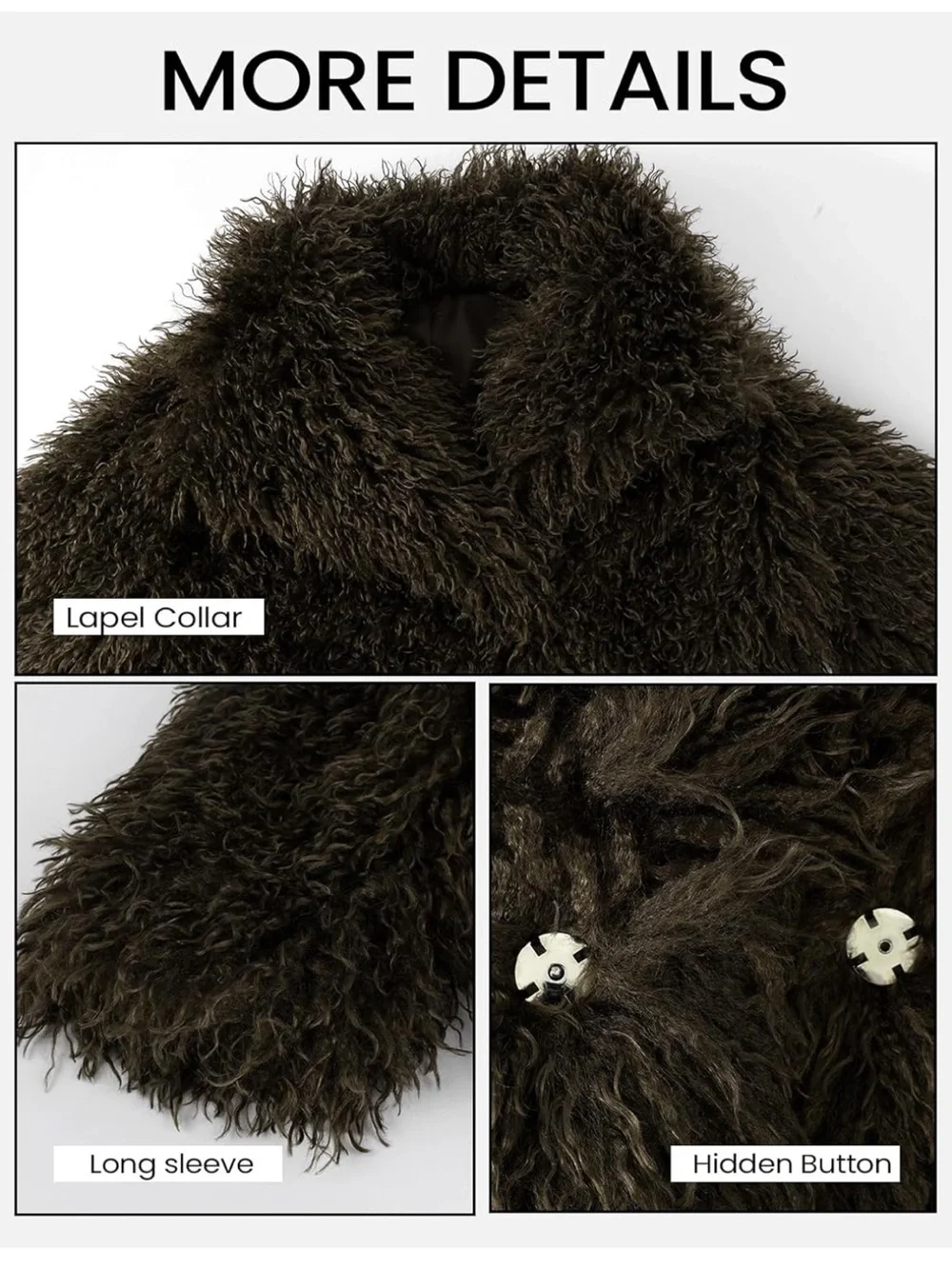 Women's Dark Brown Faux Shearling Jacket - Stylish Cozy Coat